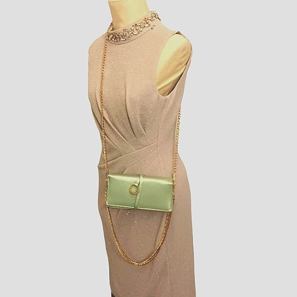 BVGARI with BOX CROSSBODY Authentic Satin Clutch Handbag w added 2 Gold … - Picture 3 of 16